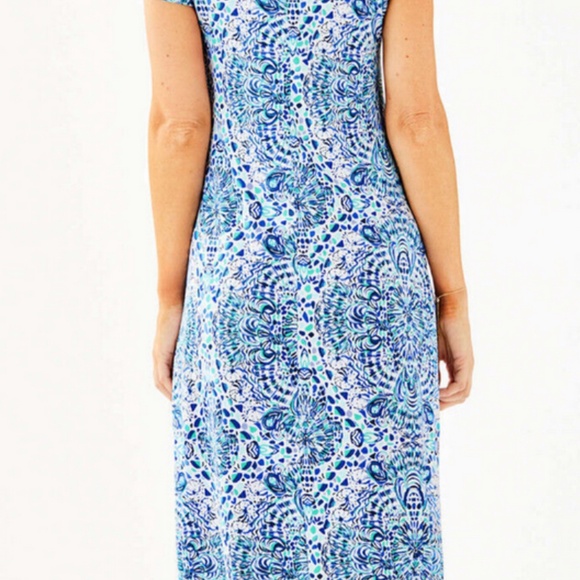 Lilly Pulitzer Wynne Maxi Dress Resort White Call My Shell Phone Blue Printed xl - Picture 3 of 5